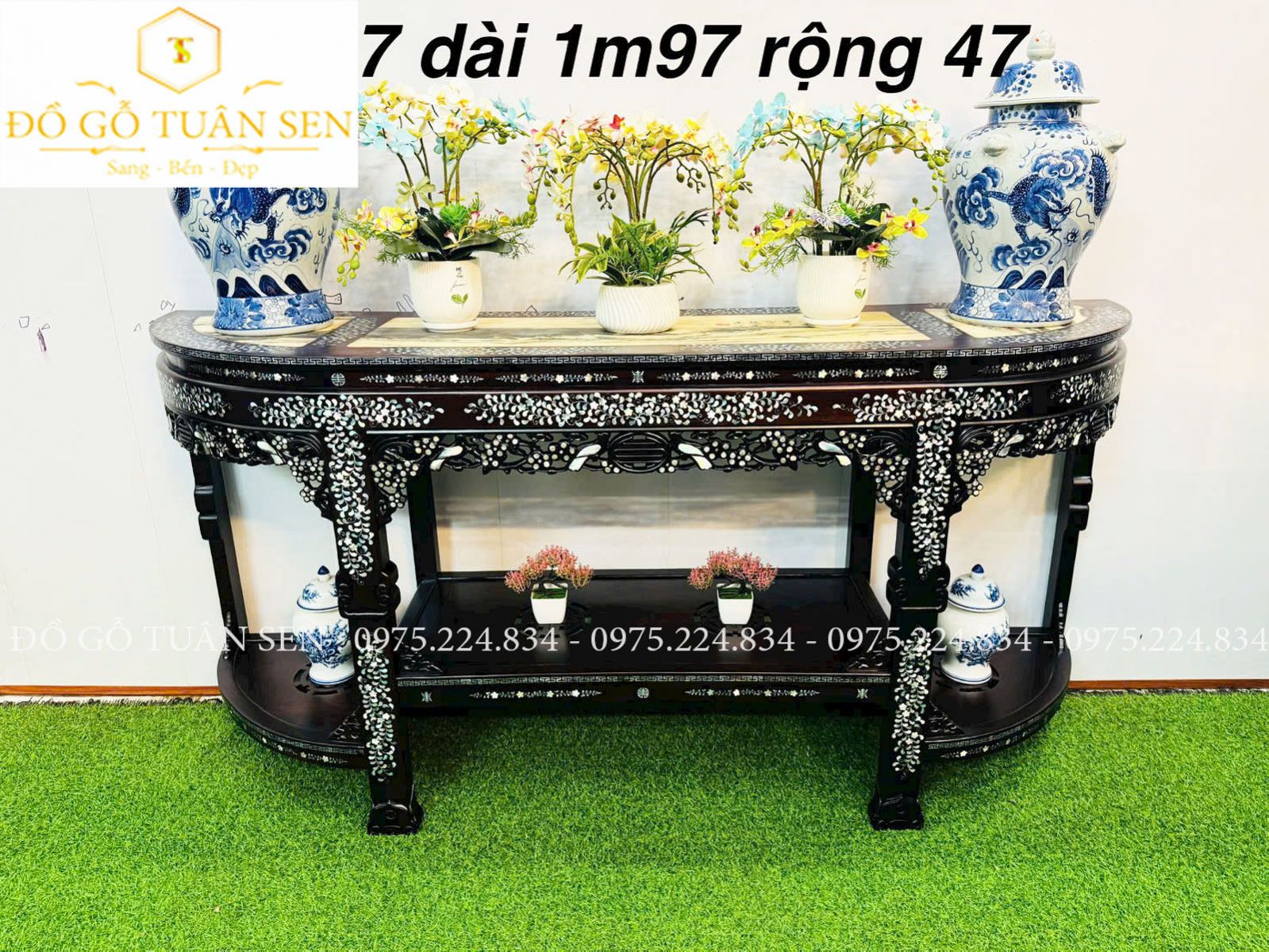 Thông tin bàn bán nguyệt gỗ gụ khảm ốc 